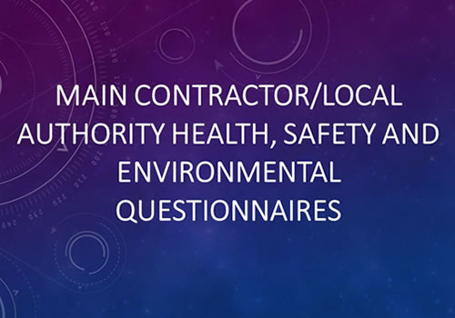 PQQ questionnaire, health and safety assistance, main contractor, environmental